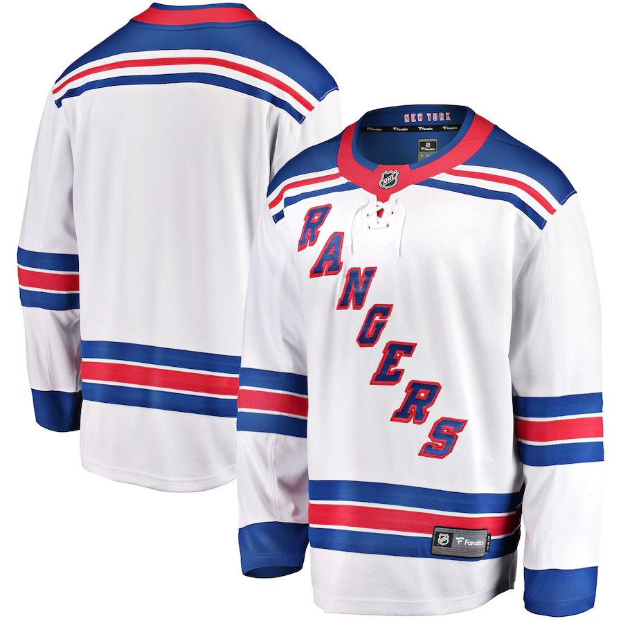 Men New York Rangers Fanatics Branded White Breakaway Away NHL Jersey->customized nhl jersey->Custom Jersey
